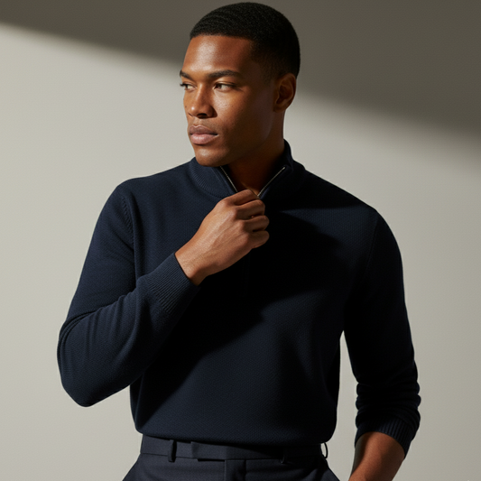 Quarter-zip knit sweater